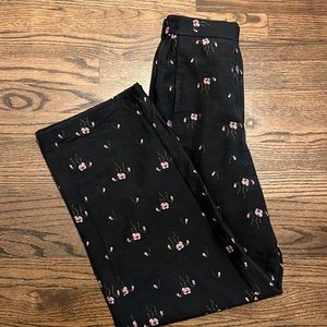 & Other Stories Black & Purple Floral Print Wide Leg Elastic Waist Pants